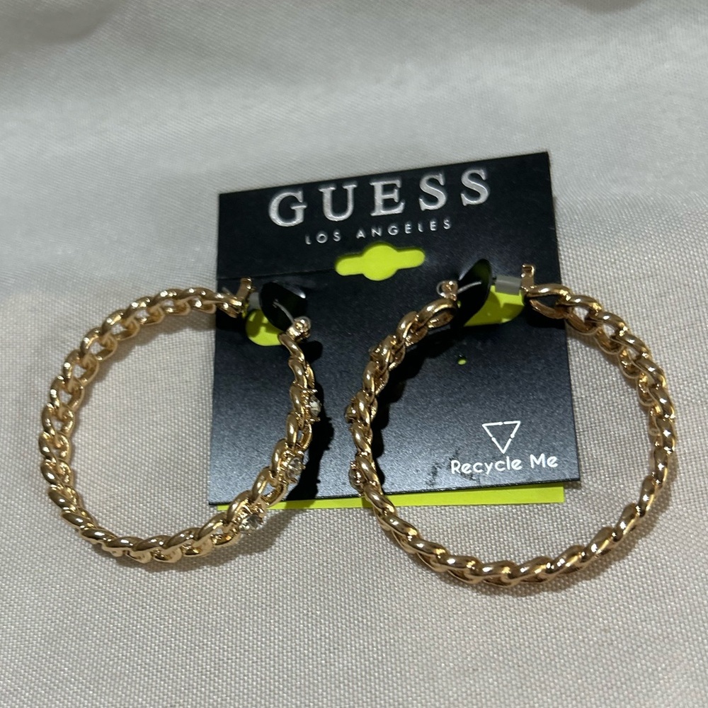 Guess Hoop Gold Earrings NWT